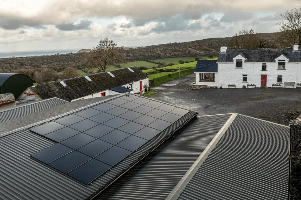 Completed home solar installation used as background for final call to action