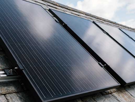 Solar panels installed on a pitched roof